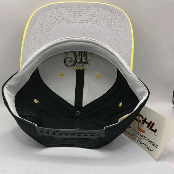 NWT Vintage Memphis Mississippi River Kings CHL Hockey Black Yellow Snapback Cap - Picture 7 of 9